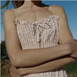 New Doen Rhoda Midi Dress Organic Cotton Block Hand Printed Marigold Meadows XL